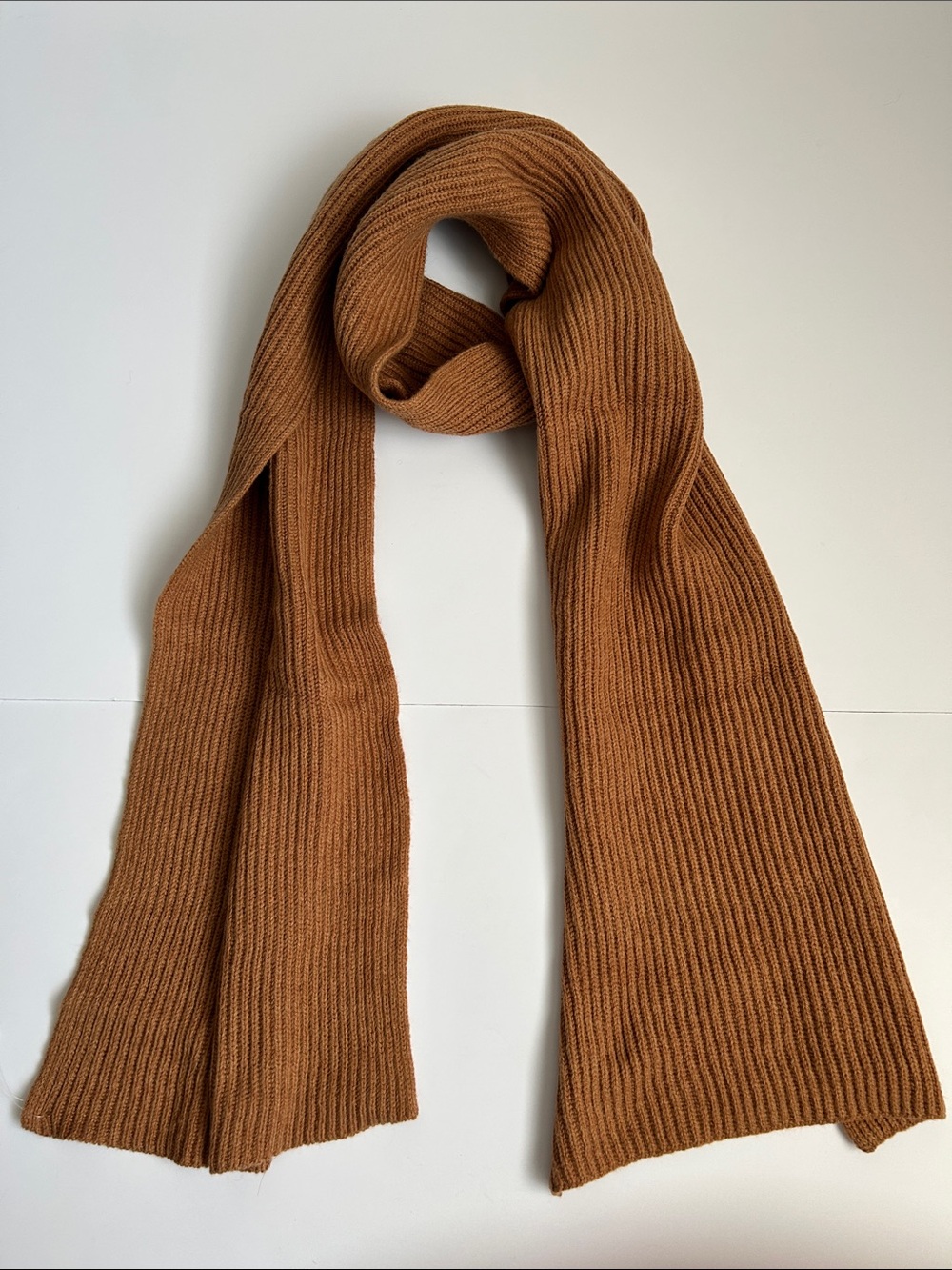 Ribbed Knit Scarf - Earth yellow color